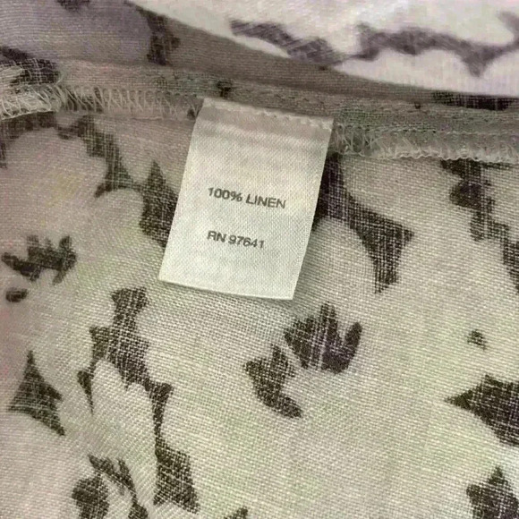 J Jill Love Linen Button Down Long Sleeve Gray Floral Shirt Women's Small Tall - Picture 9 of 11